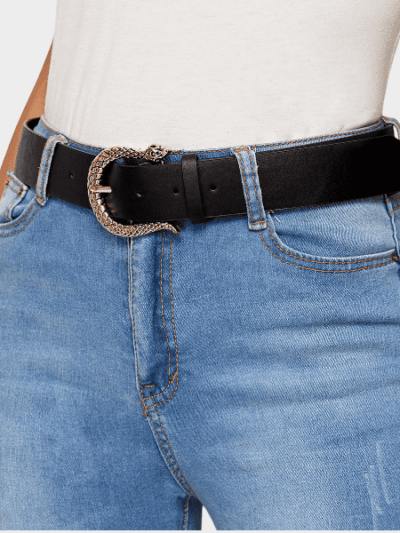 New OZON hot selling Amazon snake buckle belt cross-border ladies black wide belt manufacturers spot imitation leather belt