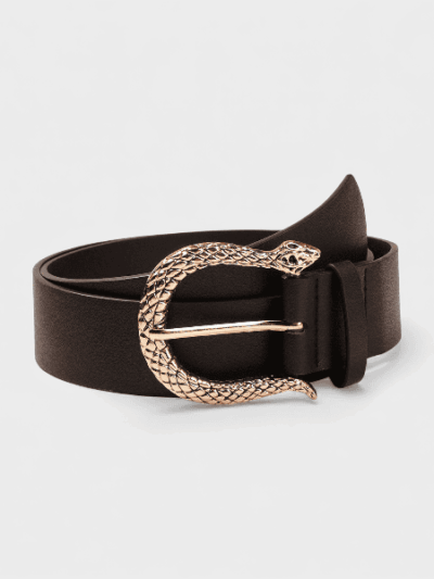 New OZON hot selling Amazon snake buckle belt cross-border ladies black wide belt manufacturers spot imitation leather belt