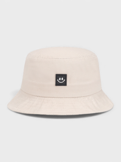 Zhenyueqi Spring and Autumn New Leather Label Smiley Fisherman Hat for Men and Women Street All-match Sunshade Basin Hat for Couple