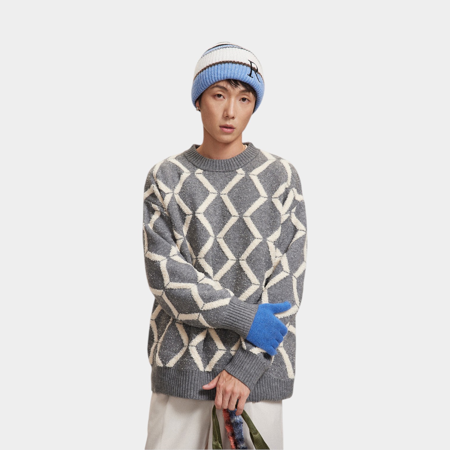 Herren Oversized Langarm Strickpullover