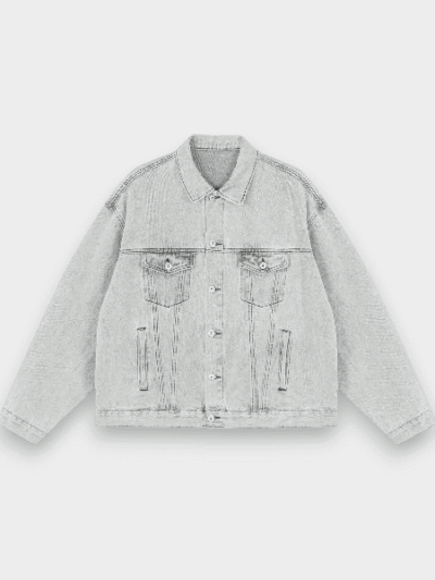 OREETA Vintage Washed light gray Denim Jacket Trendy Brand Old Loose Casual American Denim Jacket