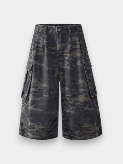 Orange Silk Women's Clothing # Camouflage Cargo Cropped Pants for Women 2025 New American High Street Hot Girl Slimming Wide Leg Jeans