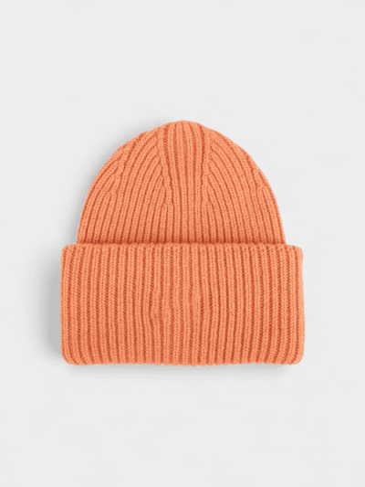 [in stock] Hot-selling 100% Merino Wool Warm Knitted Hat for Autumn and Winter Cross-border Custom Logo Turn-up Cold Hat