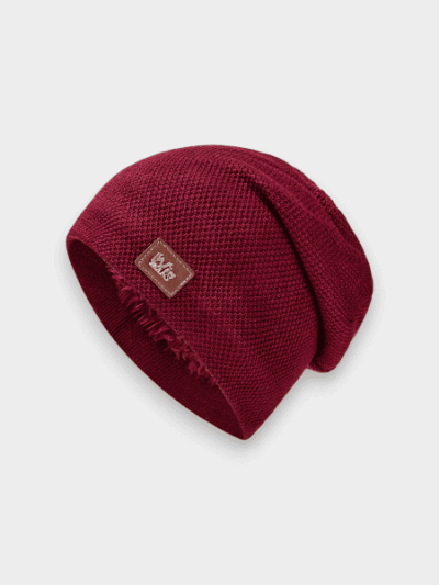 Men's hat European and American autumn and winter outdoor warm knitted hat solid color big head can wear fleece-lined ear protection pullover hat tide