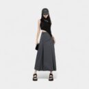 Orange Silk Women's Clothing# Spring and Summer New High Waist Casual All-match Suit Skirt Women's Loose Pleated Hip A- line Long Skirt