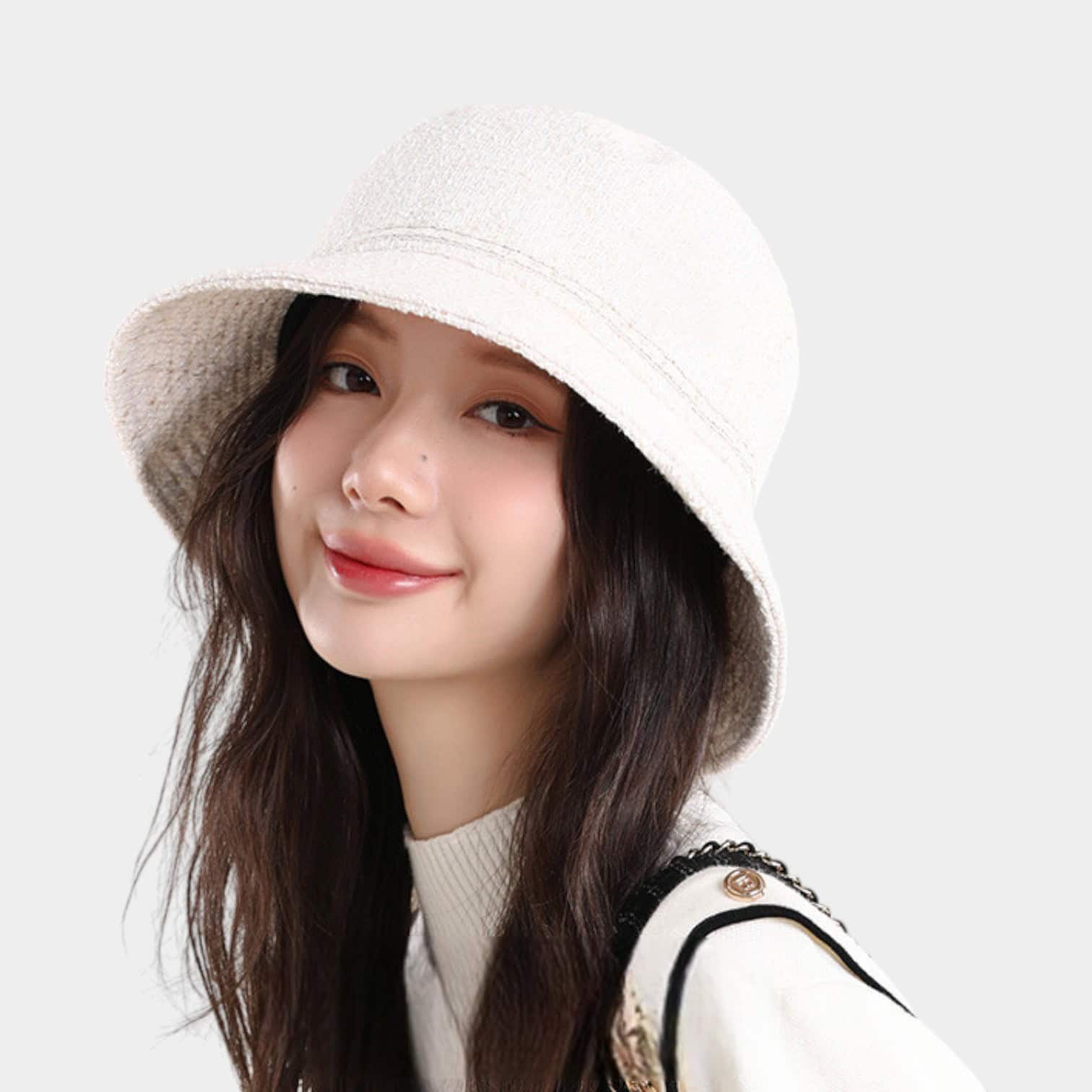 Chanel style fisherman hat autumn and winter warm basin hat elegant South Korea women's bucket hat versatile foldable Net Red Hat