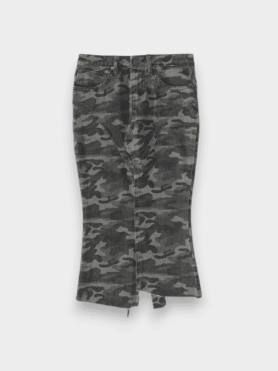 Orange silk women's clothing# American retro camouflage Denim skirt women's 2025 new high waist slim fishtail skirt