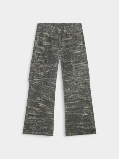 Nirben Denim | American High Street Old Big Pocket Loose Straight Camouflage Crane Jeans Casual Pants