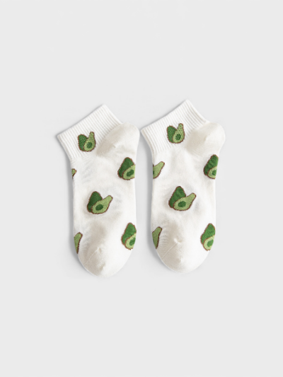 Women's Short Boat Socks Fresh Spring Autumn Summer Avocado Trendy Autumn Mid-calf Ladies Socks