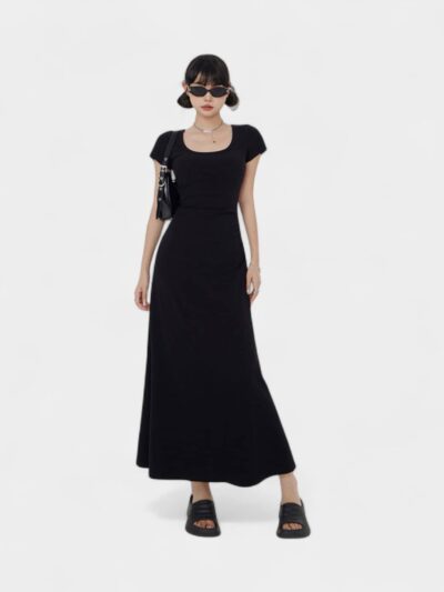 Orange Silk Women's Wear# dress Slim Elegant Long Dress Summer French Tight Waist Pure Desire High Waist Loose Large Dress