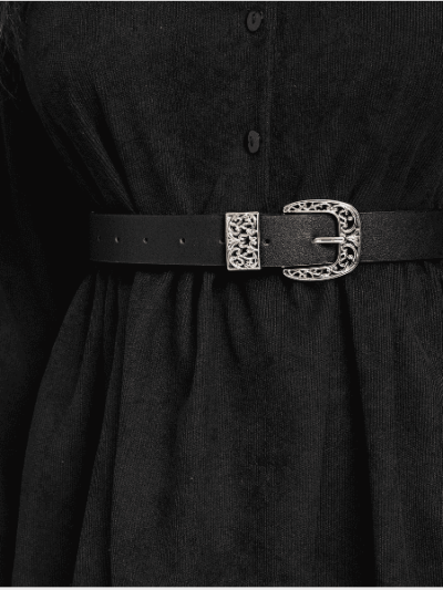 New Korean-style Spring and Summer Women's Hollow Tang Grass Carving Three-piece Black Base Belt All-match Spot Belt