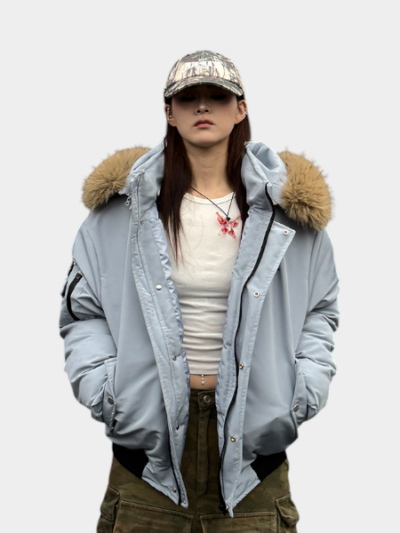 Winter All-match Removable Fur Collar Tooling Hooded Parker Clothing National Fashion Embroidered Warm Cotton Clothes for Men and Women