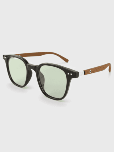 Polarized Sunglasses Men's and Women's Retro Tea Wood Grain Leg Sunglasses Korean Style All-Match Anti-Blue Light Flat Glasses Trendy