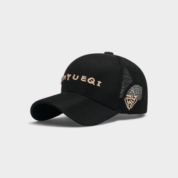 Zhen Yue Qi Four Seasons High-end Live-style Gold-thread Three-dimensional Embroidery Men's and Women's Adjustable Full-gauze Shade Baseball Cap
