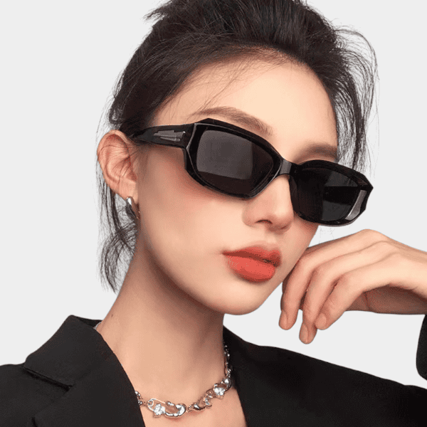 Rectangular blue tea piece future technology black and white sunglasses men and women layered hip hop glasses Photo Sunglasses