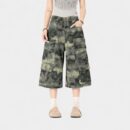 OREETA, American Retro Camouflage Capri Pants Men's and Women's Duffian Handsome Multi-Pocket Loose Wide Leg Workwear Shorts Cross Border