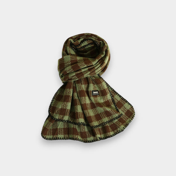 Vintage Contrasting Color Plaid Scarf Student High-end Korean All-match Warm Plaid Scarf Women's Winter Maillard Shawl