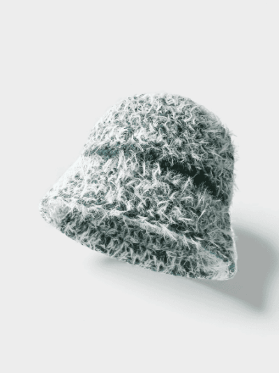 Plush Fisherman Hat Women's Autumn and Winter New Coarse Knitted Wool Hat Fashion Face Small Basin Hat Outdoor Cold-proof Warm