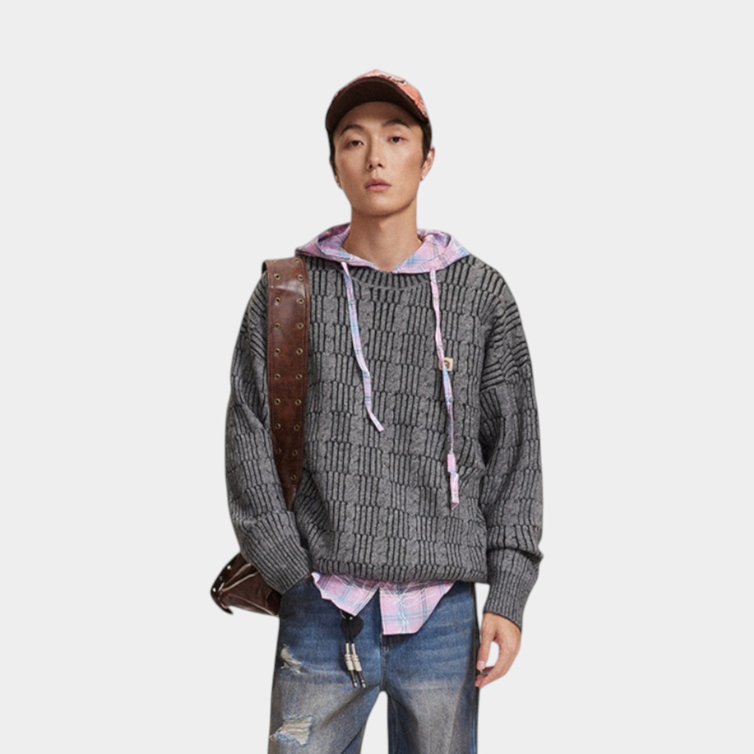 Herren Oversized Langarm Strickpullover – Bild 3