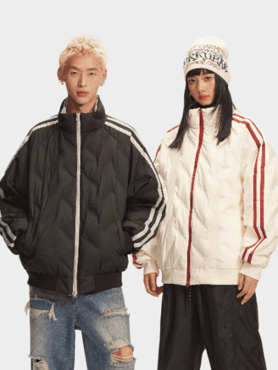 CATTEE White Duck Down Rhomboid Down Jacket for Men and Women Winter Fashion All-match Lightweight Warm Couple Baseball Jacket Coat