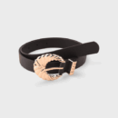 2021 New Golden Twist Buckle 2-piece Black Belt Women's Fashion All-match Sweet Faux Leather Belt in Stock