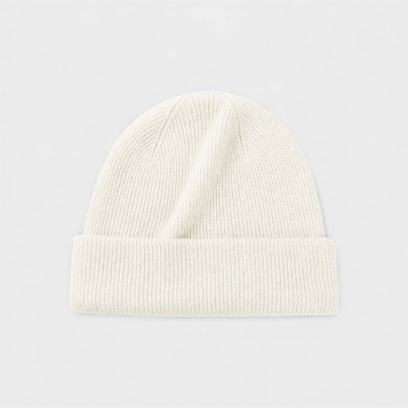 Autumn and Winter knitted hat women's solid color simple warm wool hat cashmere blended fashion pile hat face-looking small bag head hat