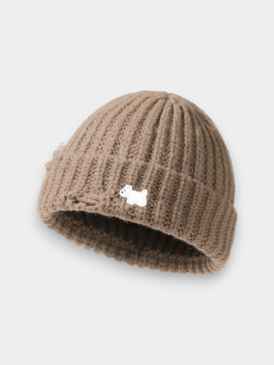 Wool Hat Children's Autumn and Winter New Knitted Hat Cute Puppy All-match Wool Hat Warm Ear Protecting Big Head Cold Hat