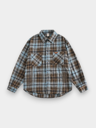 CATTEE Fashion Brand Sanding Plaid Shirt for Men and Women Autumn American Retro Loose Plaid Long Sleeve Shirt Couple's Jacket