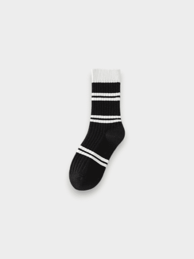 Socks Women's Spring and Autumn 2024 New Explosions Black and White Striped Socks Cotton Anti-beriberi Deodorant Mid-tube Socks Autumn and Winter Socks