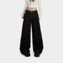 Orange Silk Women's# American Style Retro Wide Leg High Waist Jeans Women's Autumn New Loose Slimming Straight Pants