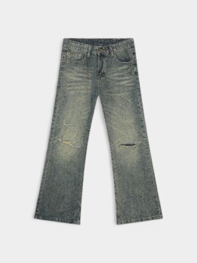 Nirben Denim | American Ripped Micro La Jeans Men's High Street New Washed Retro Loose Joker Pants