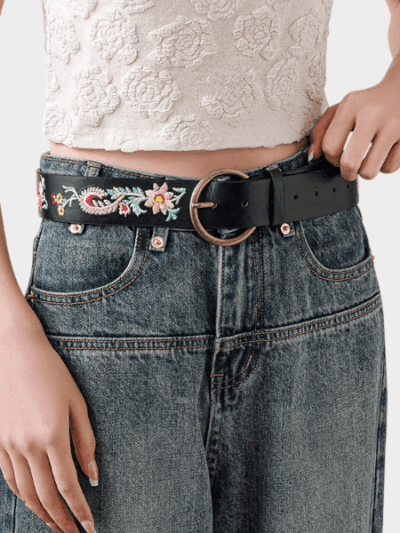 Women's retro ethnic style heavy-duty embroidery exquisite flower bohemian style pin buckle in stock belt
