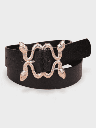 New Women's Four Snake Litchi Pattern Belt Cross-border E-Commerce Punk Snake Buckle Black European Market Spot Women's Belt