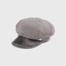 Niche Vintage Solid Color Cotton and Linen Octagonal Cap Women's Artistic Stitching Leather Along Big Head Suitable for Newsboy Cap British Beret