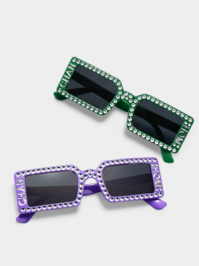 Exaggerated non-mainstream rectangular sunglasses women's fake diamond letters sunglasses sunglasses men's sunglasses