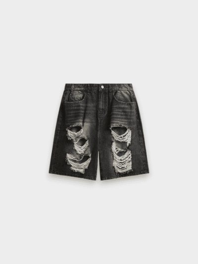 INF men's clothing | Hip hop ripped Denim fifth pants 2024 spring and summer fashion brand new street hip hop ripped shorts men