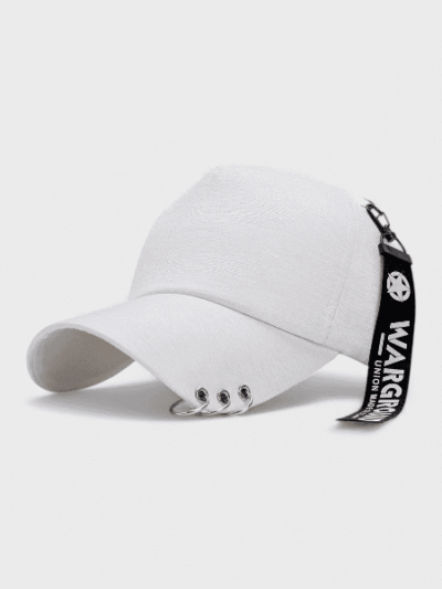 Spring Trendy Iron Ring Ribbon Baseball Cap Korean Style Men and Women Couple All-match Sunshade Cap Adjustable Hat