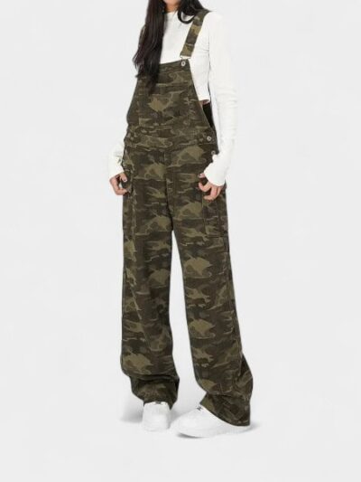 OREETA, American retro cross-border tooling camouflage suspenders autumn loose tide brand wide leg casual suspenders