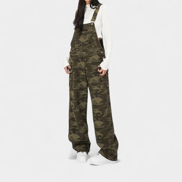 OREETA, American retro cross-border tooling camouflage suspenders autumn loose tide brand wide leg casual suspenders
