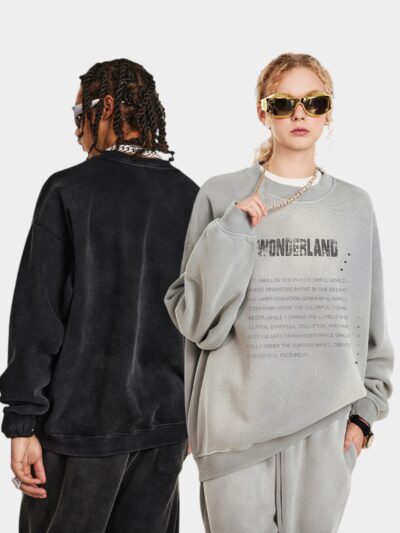 BE Men's Wear | 2024 Early Autumn American Mottled Old Letter Pullover Jacket Loose Tide Crewneck fleece-lined Wei Yi Men