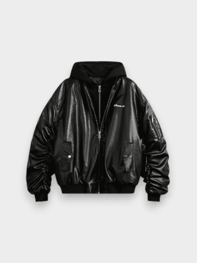 Fake Two-piece American Street Retro Hip-hop PU Leather Cotton-padded Jacket Winter Puppies Handsome Warm Couple Cotton-padded Jacket