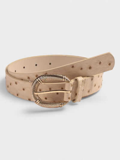 New beige ostrich retro carved buckle fashion women's outdoor belt cross-border PU leather all-match spot belt