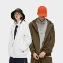 * INF Men's Wear | 2024 Fall/Winter 350G fleece-lined High Zipper Hooded Wear Solid Color Tide Brand Loose Jacket Men