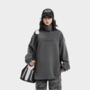 Vintage Fleece Earth Print Old Half-turtleneck Sweatshirt Men's and Women's fleece-lined Thickened High Street All-match Couple's Jacket