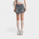 Orange Silk Women's Clothing # Irregular Skirt for Women Summer American Retro Sexy A-Line Hip-Covering Fake Two-Piece Denim Skirt