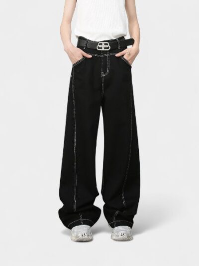 Nirben Denim | American High Street Top Line Deconstruction Design Wide Leg Jeans Men's Fashion Brand Loose Pants