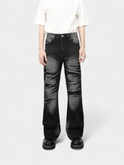 Nirben Denim | American Retro Washed Micro-La Jeans Men's Fashion Brand High Street Loose Straight All-Match Pants