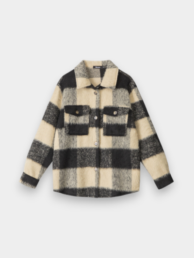 HeyHenry European and American 2024 Plaid Lasel Long Jacket Retro Plaid Stitching Contrast Color Loose Fashionable Jacket