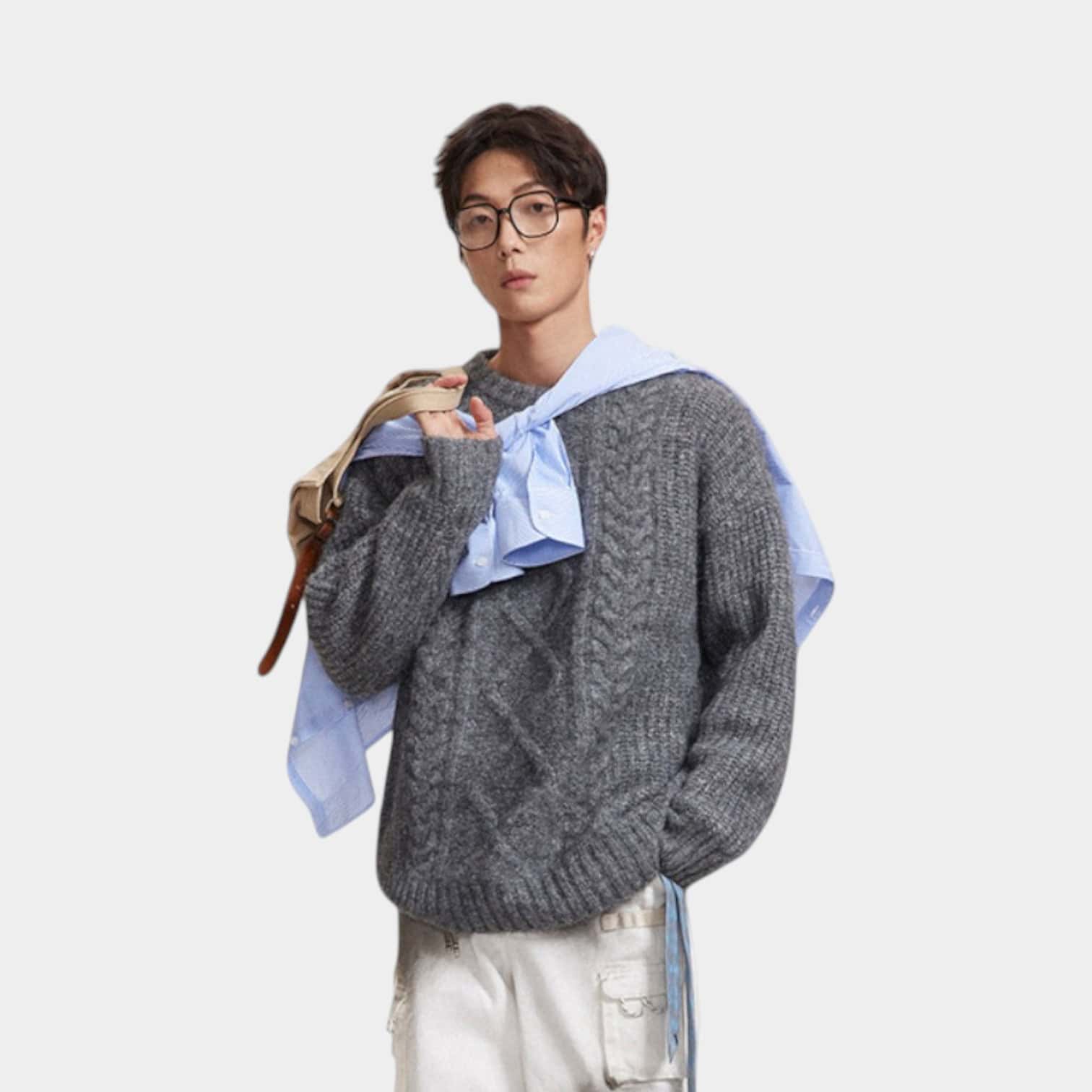 Herren Oversized Langarm Strickpullover – Bild 5