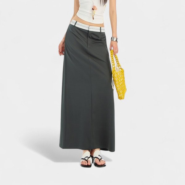 Orange Silk Women's Clothing # Gray Suit Skirt Women's New American Style High Waist Slit Straight Hip-Covering A-Line Mid-Length Skirt